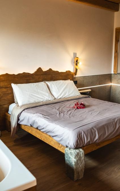 Foto della camera da letto in prospettiva diversa